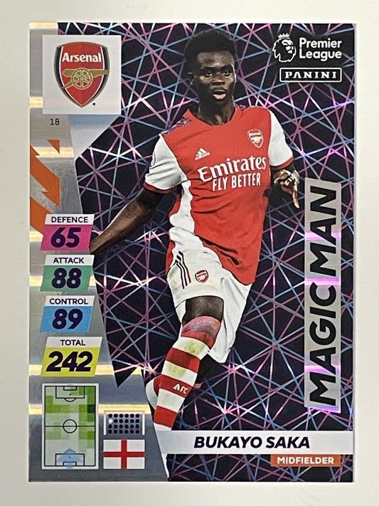 Bukayo Saka Arsenal Magic Man Panini Adrenalyn XL PLUS Premier League 2021 2022