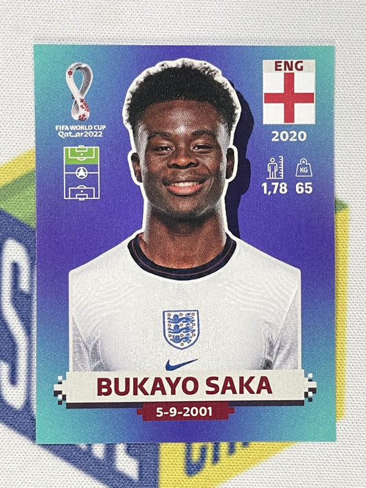 Bukayo Saka England Panini World Cup 2022 Qatar Stickers