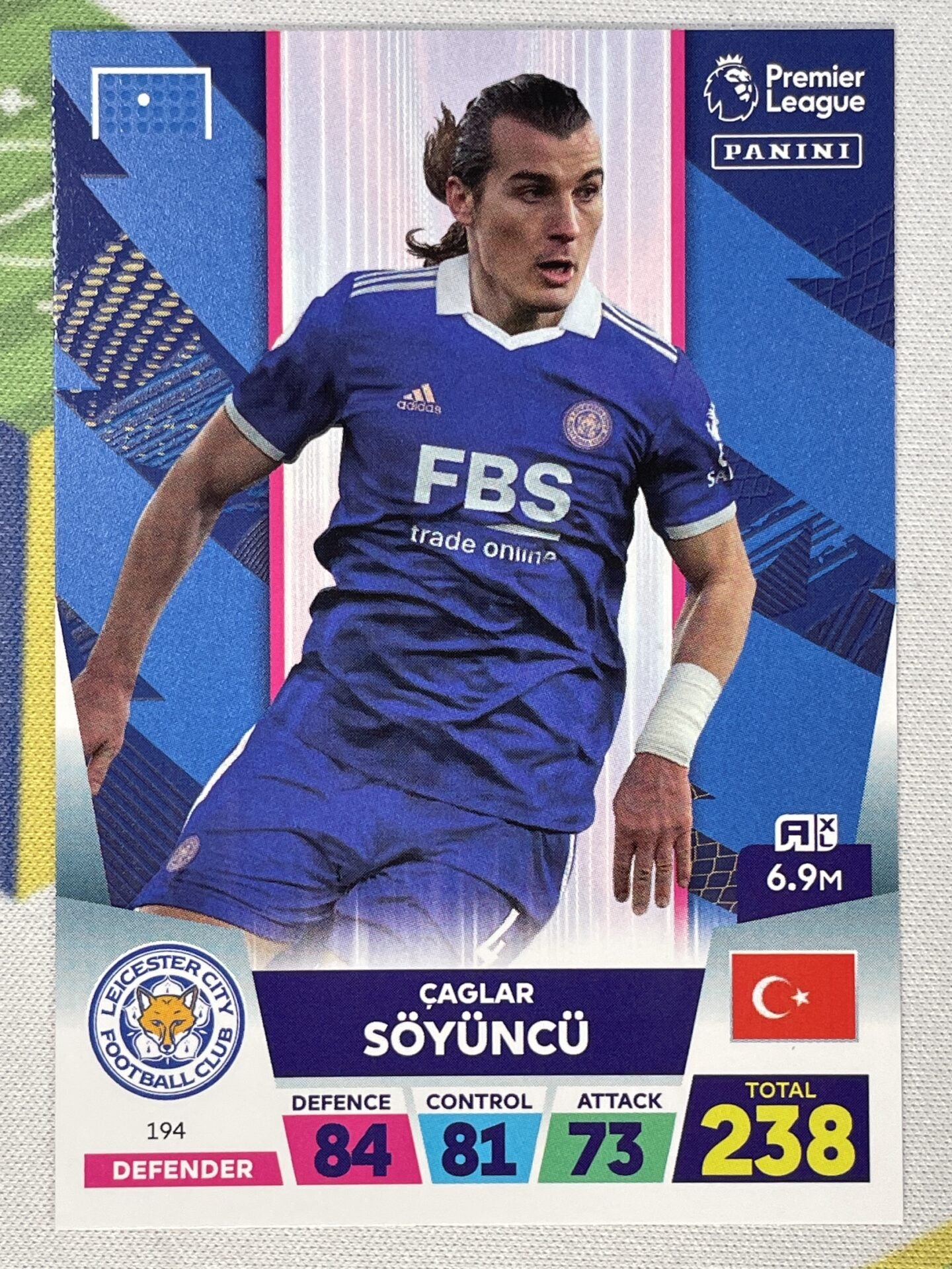 Caglar Soyuncu Leicester Panini Premier League Adrenalyn XL 2023 Card