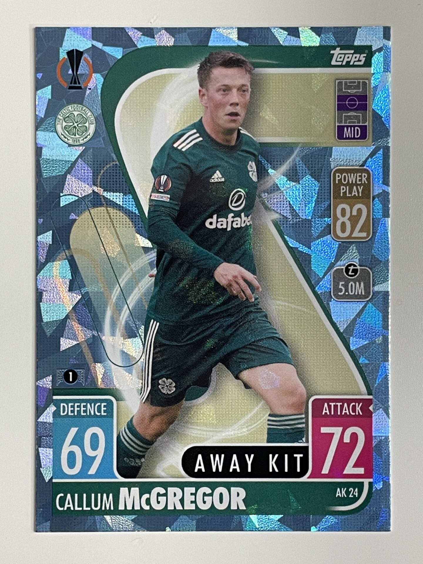 Callum McGregor Celtic Away Kit Crystal Foil Parallel Topps Match Attax Extra 2021:22 Champions League Card