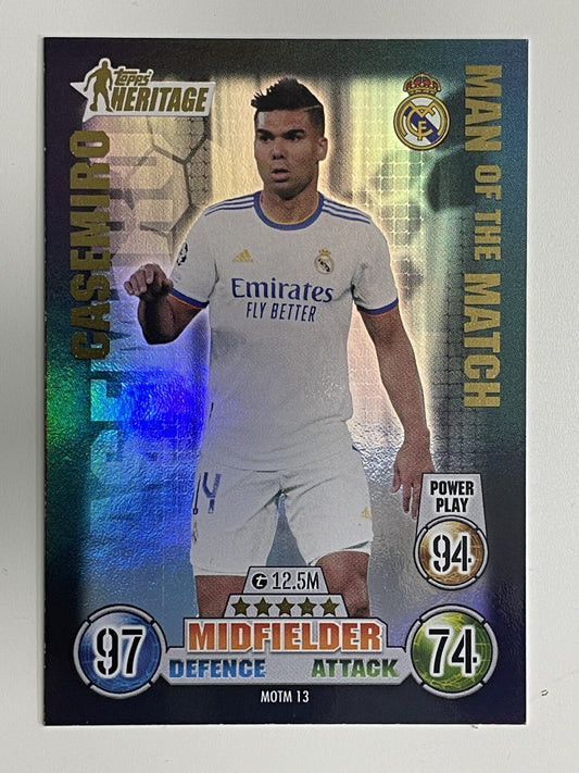 Casemiro Real Madrid Man of the Match Heritage Topps Match Attax Extra 2021:22 Champions League Card