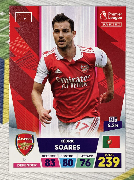 Cedric Soares Arsenal Panini Premier League Adrenalyn XL 2023 Card