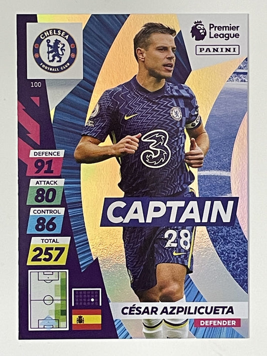 Cesar Azpilicueta Chelsea Captain Panini Adrenalyn XL PLUS Premier League 2021 2022