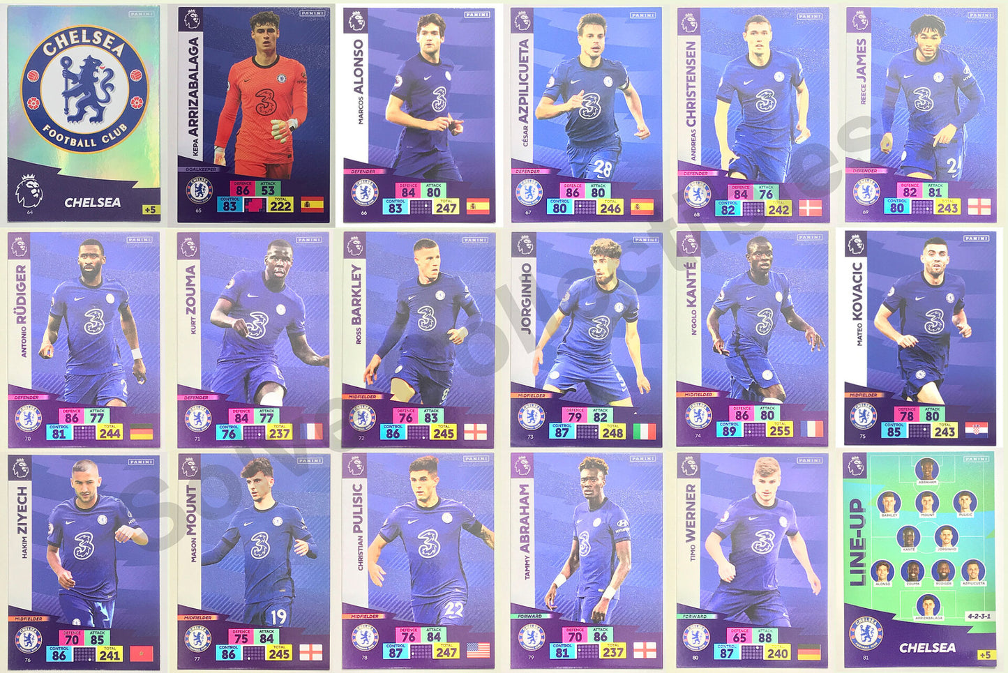 Chelsea Complete Team Set (18 Cards) Football