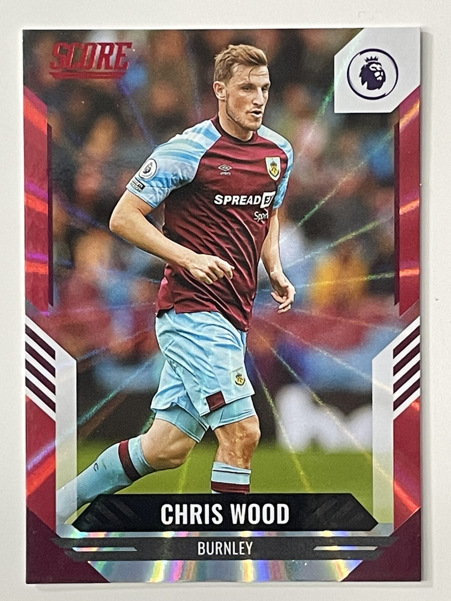 Chris Wood Burnley Base Red Laser Parallel Panini Premier League Score 2021 2022