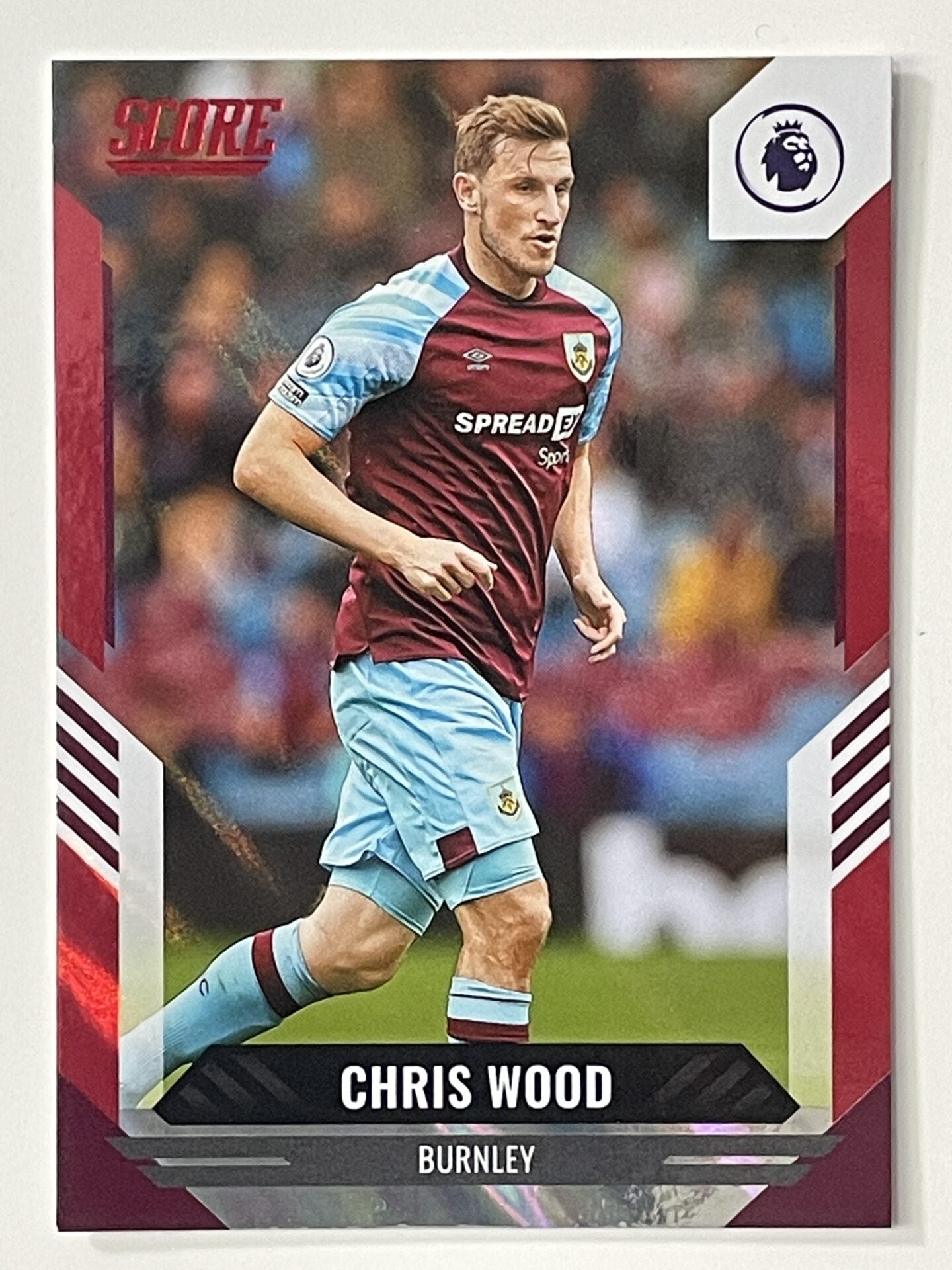 Chris Wood Burnley Base Red Lava Parallel Panini Premier League Score 2021 2022