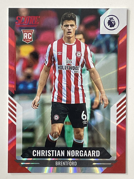 Christian Norgaard Brentford Base Red Laser Parallel Panini Premier League Score 2021 2022