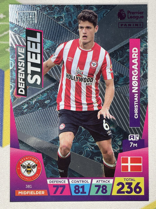 Christian Norgaard Brentford Defensive Steel Panini Premier League Adrenalyn XL 2023 Card