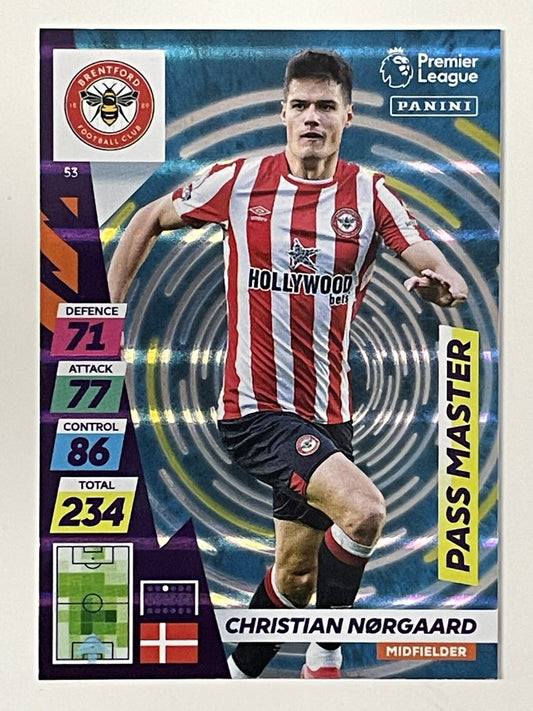 Christian Norgaard Brentford Pass Master Panini Adrenalyn XL PLUS Premier League 2021 2022