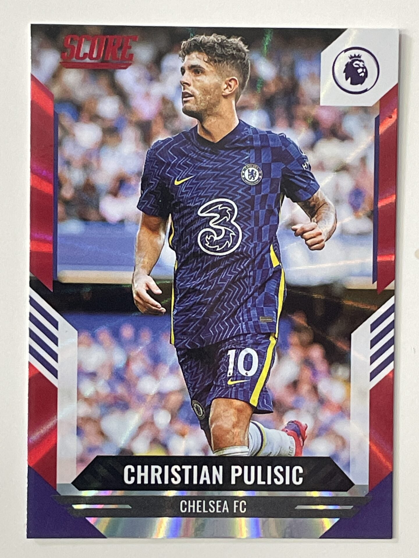 Christian Pulisic Chelsea Base Red Laser Parallel Panini Premier League Score 2021 2022