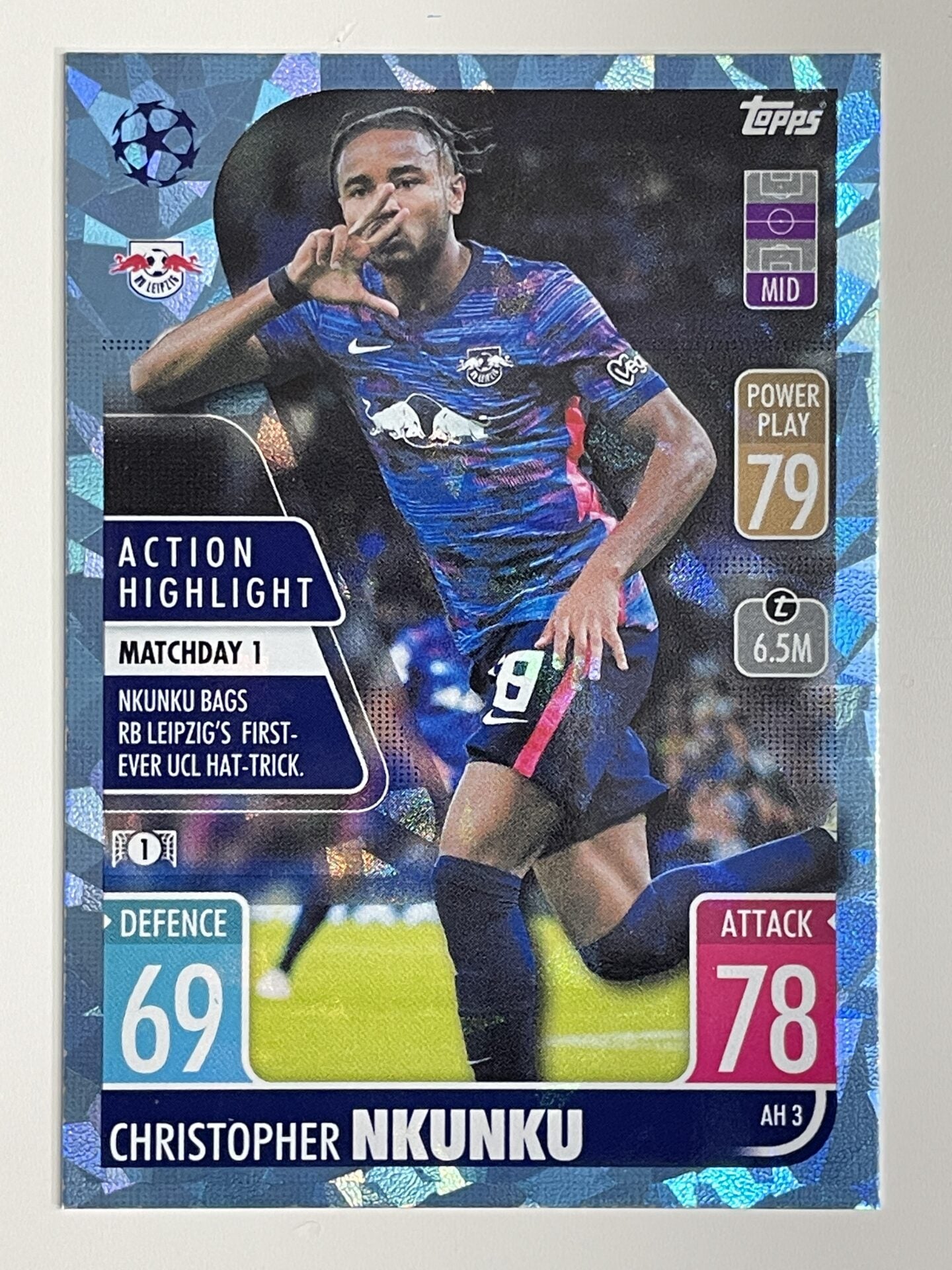 Christopher Nkunku RB Leipzig Action Highlight Crystal Foil Parallel Topps Match Attax Extra 2021:22 Champions League Card