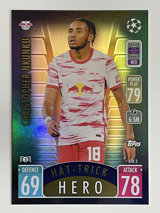 Christopher Nkunku RB Leipzig Hat-trick Hero Topps Match Attax Extra 2021:22 Champions League Card