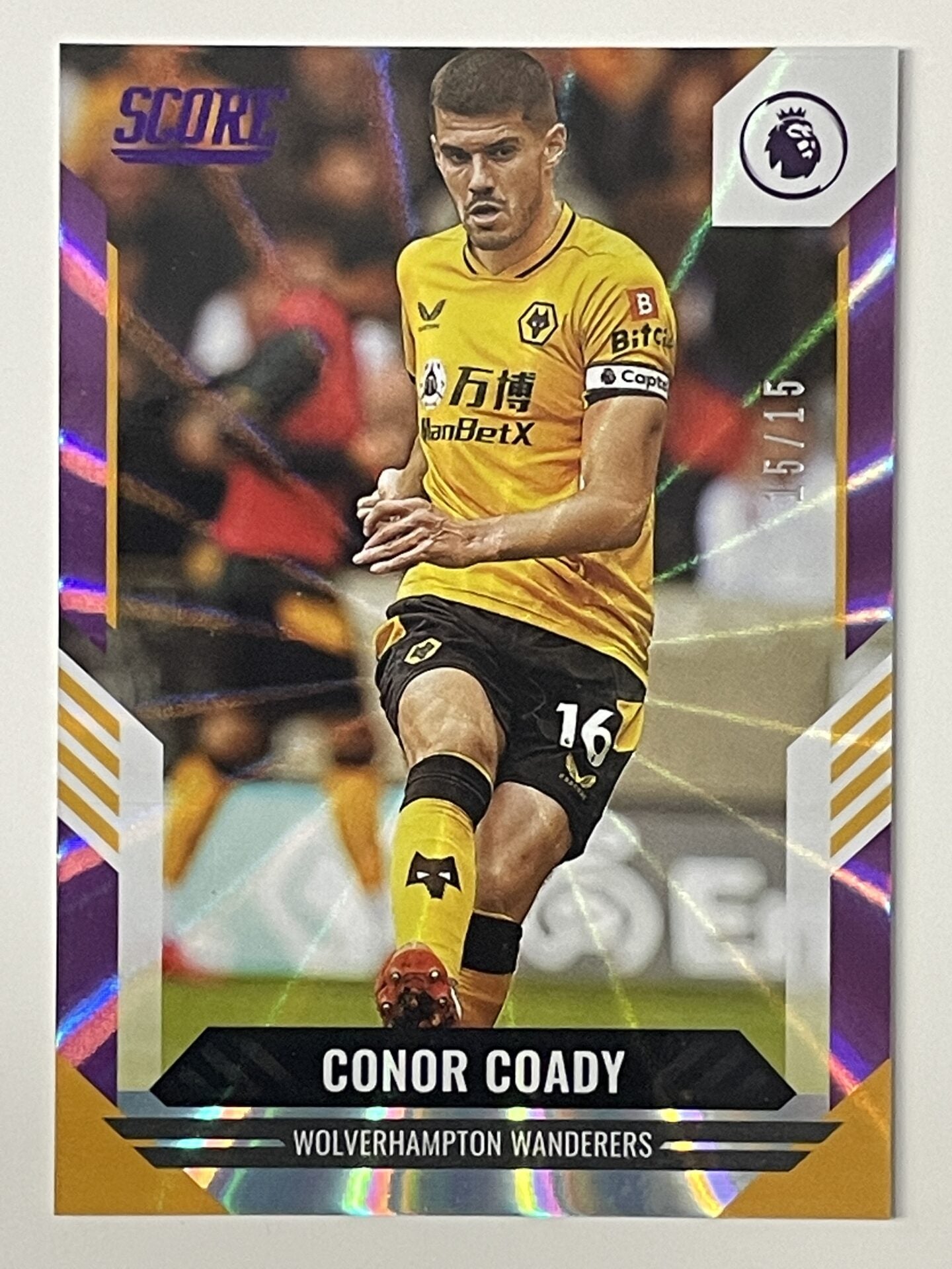 Conor Coady Wolves Base Purple Laser Parallel Panini Premier League Score 2021 2022