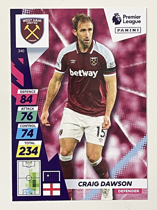 Craig Dawson West Ham Base Panini Adrenalyn XL PLUS Premier League 2021 2022