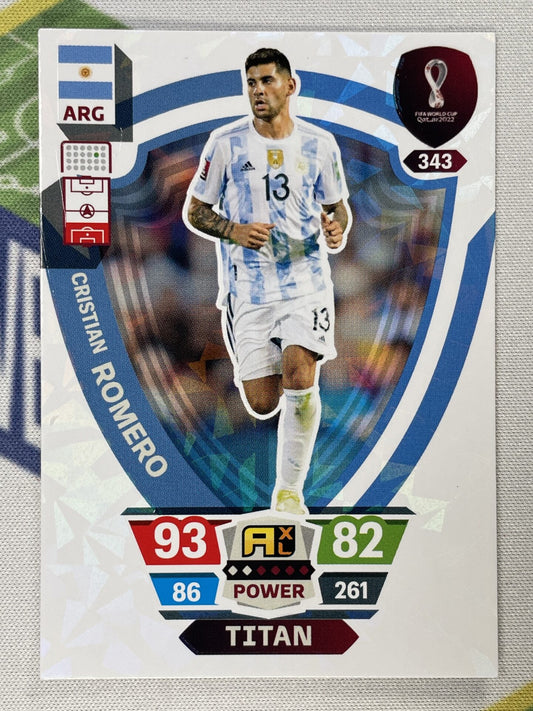 Cristian Romero Argentina Titan Panini World Cup 2022 Adrenalyn XL Card