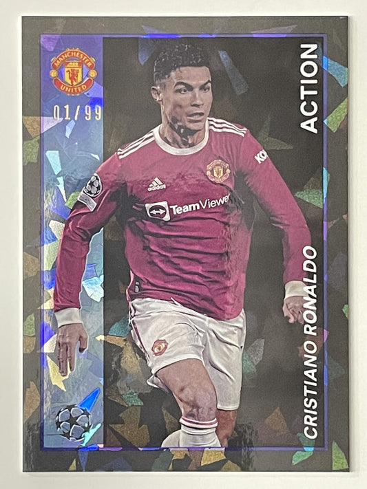 Cristiano Ronaldo Manchester United Action Parallel 01:99 Topps Merlin Heritage 97 UEFA Champions League Card