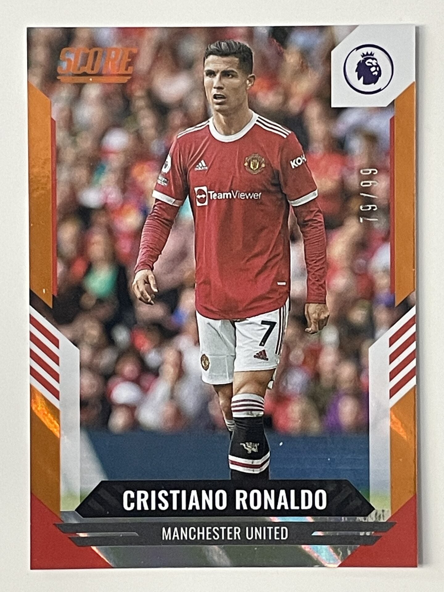 Cristiano Ronaldo Manchester United Base Orange Lava Parallel Panini Premier League Score 2021 2022