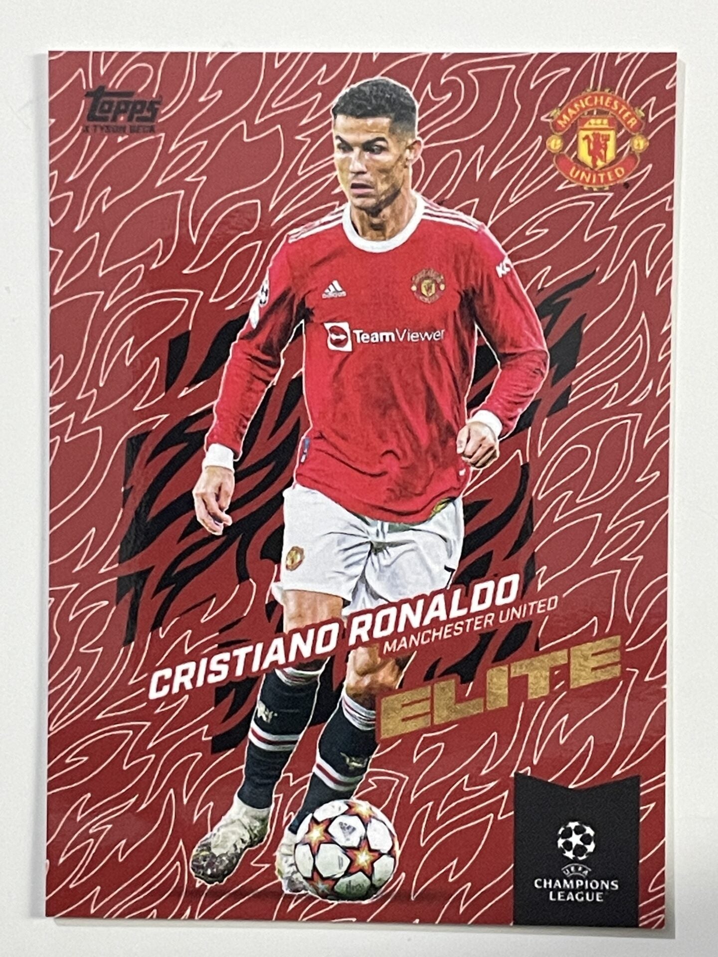 Cristiano Ronaldo Manchester United Elite Topps Gold 2021 UEFA Champions League Football Card