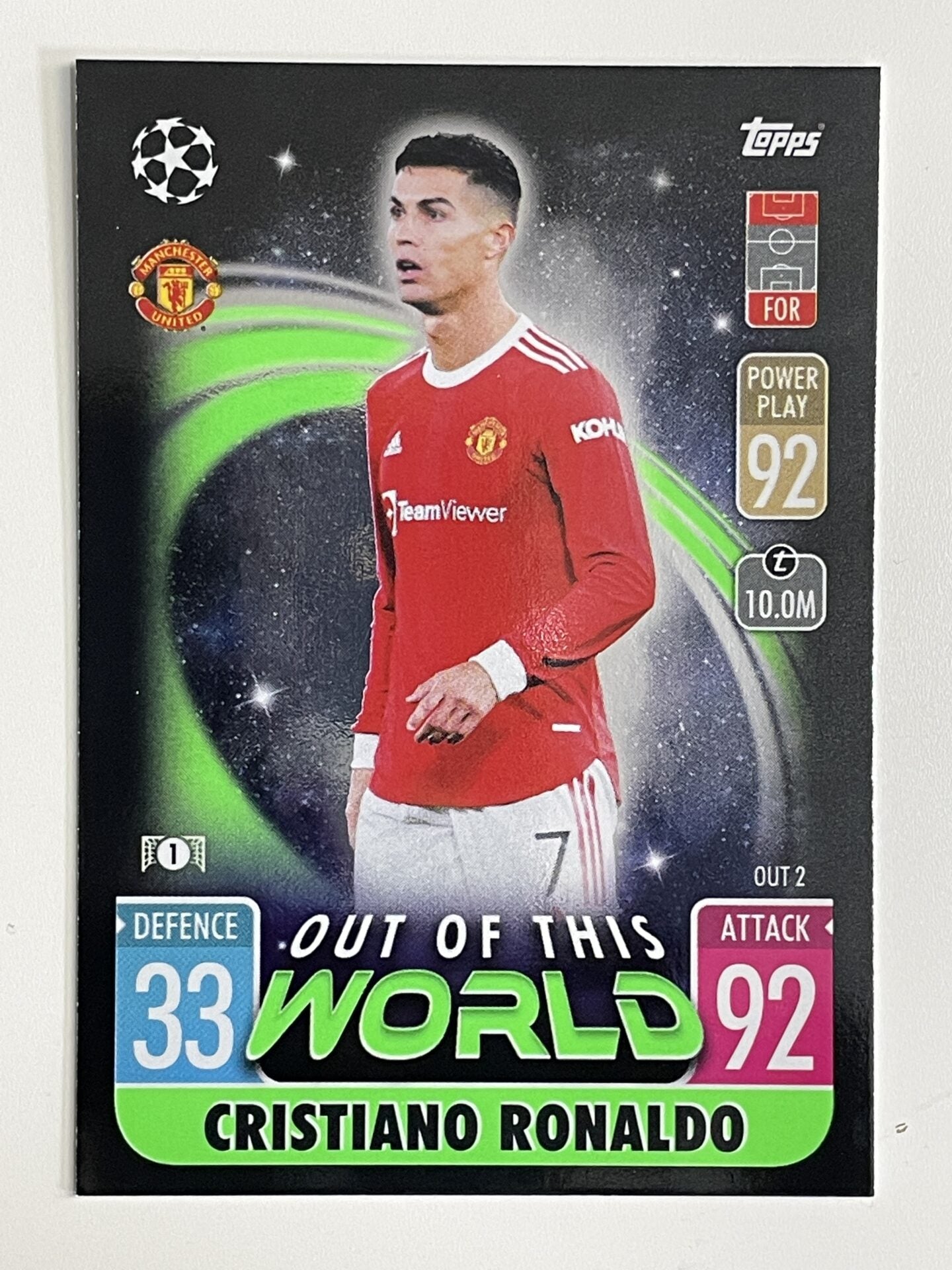 Cristiano Ronaldo Manchester United Out of this World Topps Match Attax Extra 2021:22 Champions League Card