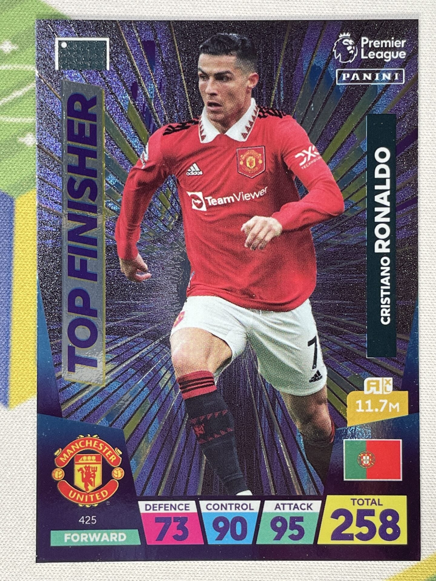 Cristiano Ronaldo Manchester United Top Finisher Panini Premier League Adrenalyn XL 2023 Card