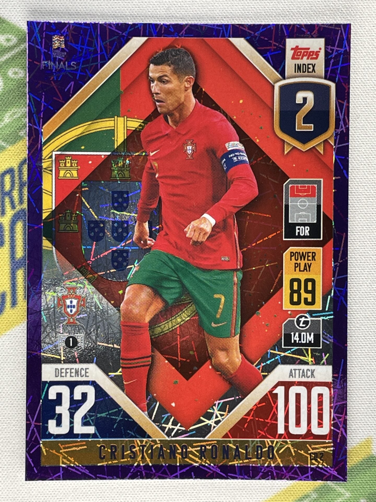 Cristiano Ronaldo Portugal Purple Foil Parallel Topps Match Attax 101 Road to Nations League 2022 Card