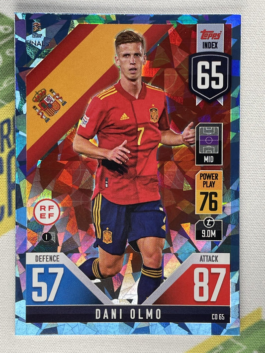 Dani Olmo Spain Crystal Foil Parallel Topps Match Attax 101 Road to Nations League 2022 Card