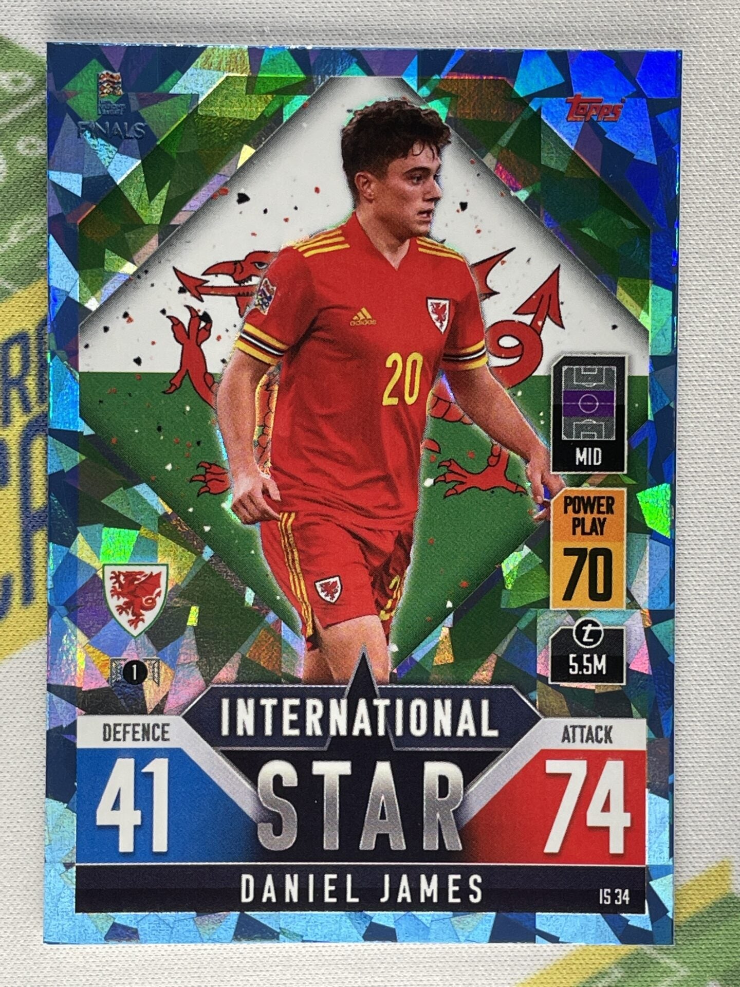 Daniel James Wales Crystal Foil Parallel Topps Match Attax 101 Road to Nations League 2022 Card