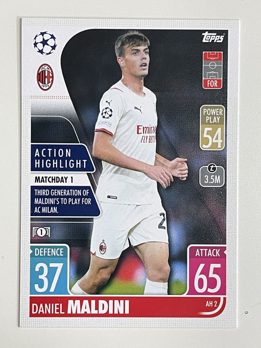 Daniel Maldini AC Milan Action Highlight Topps Match Attax Extra 2021:22 Champions League Card