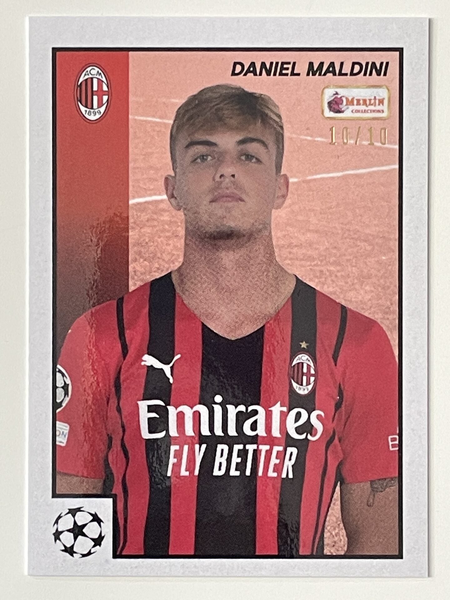 Daniel Maldini AC Milan Base Parallel 10:10 Topps Merlin Heritage 97 UEFA Champions League Card