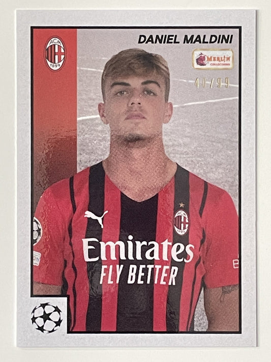 Daniel Maldini AC Milan Base Parallel 40:99 Topps Merlin Heritage 97 UEFA Champions League Card