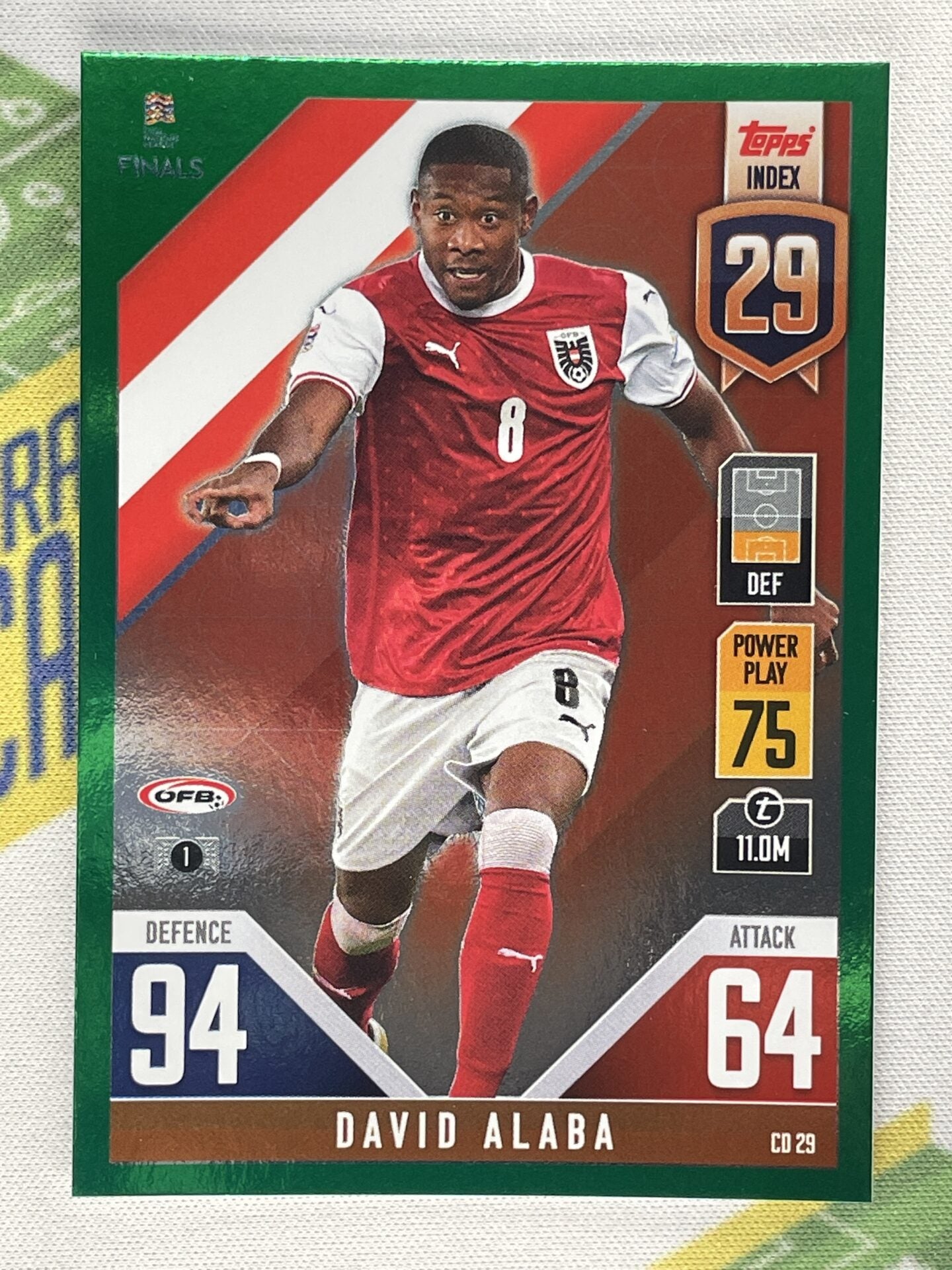 David Alaba Austria Green Foil Parallel Topps Match Attax 101 Road to Nations League 2022 Card