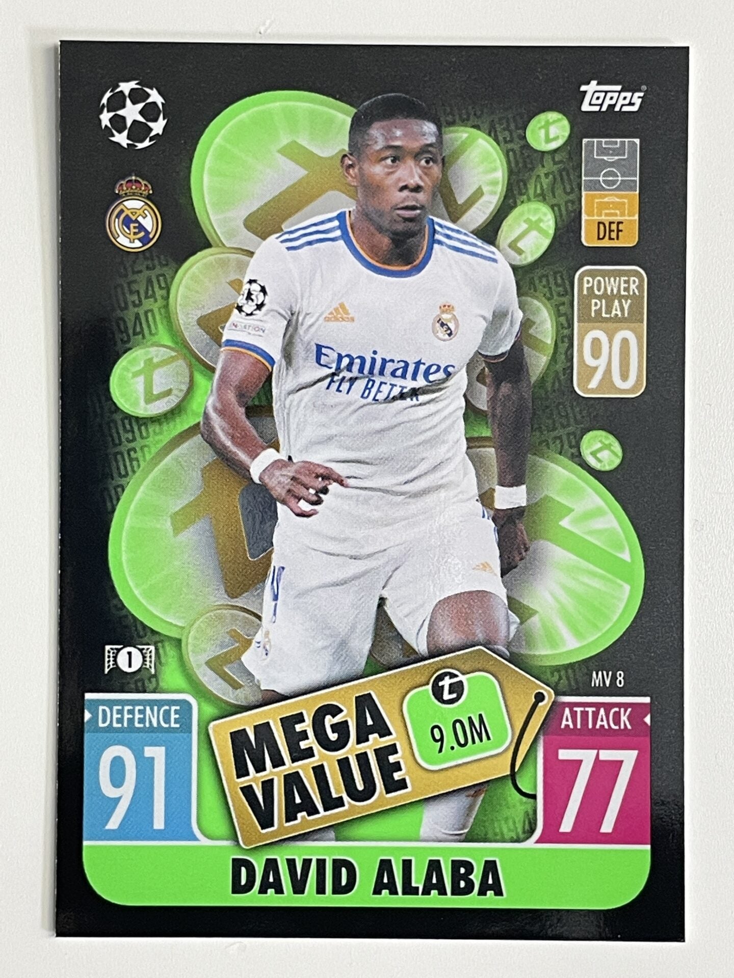 David Alaba Real Madrid Mega Value Topps Match Attax Extra 2021:22 Champions League Card