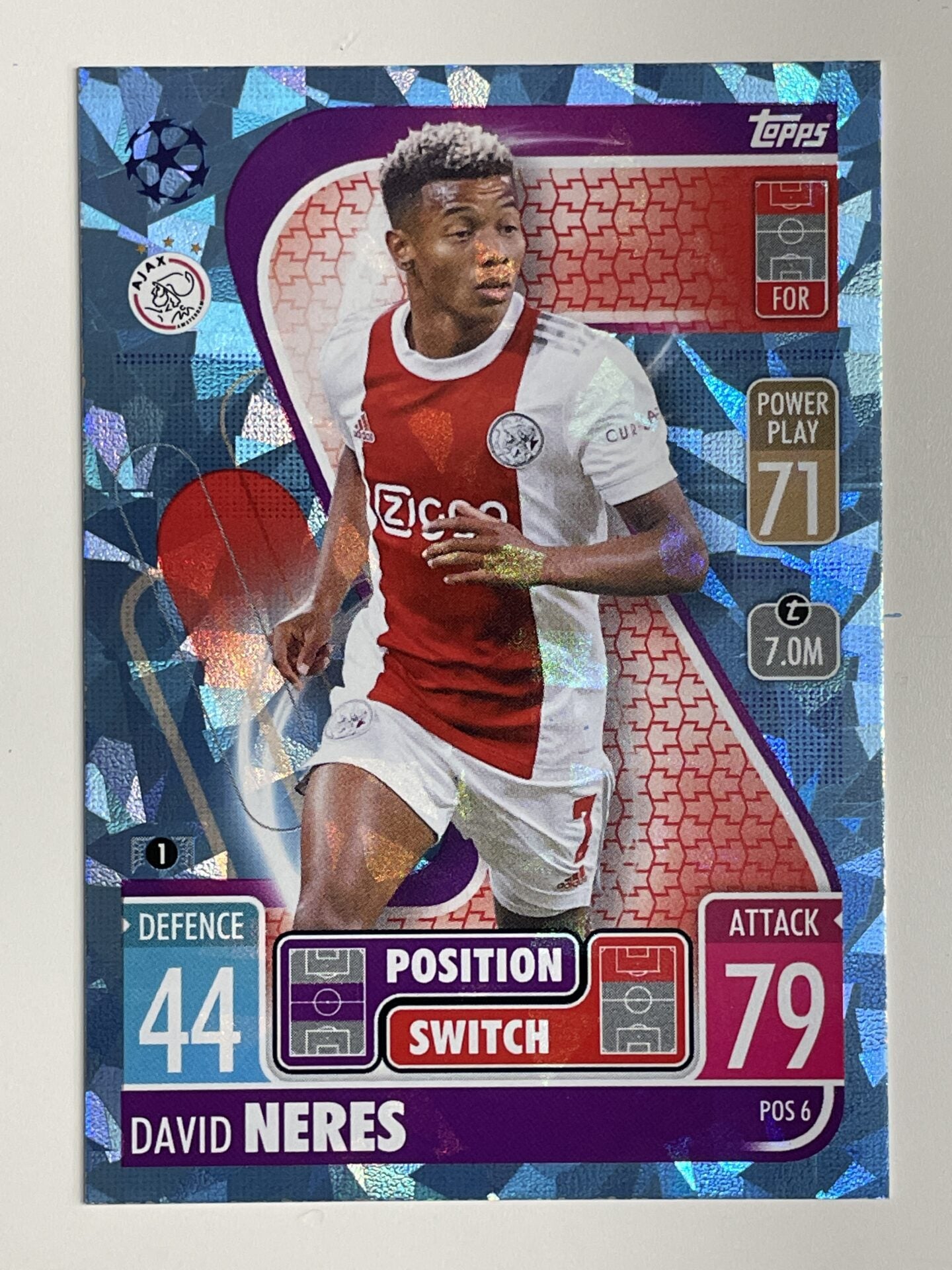 David Neres Ajax Position Switch Crystal Foil Parallel Topps Match Attax Extra 2021:22 Champions League Card