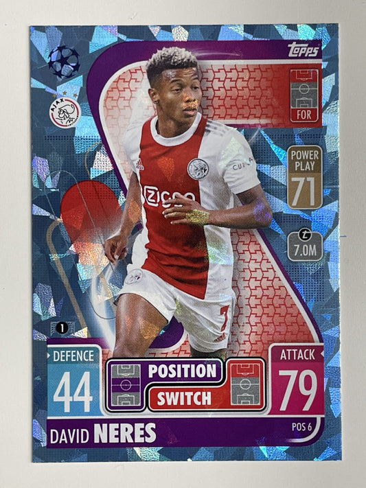 David Neres Ajax Position Switch Crystal Foil Parallel Topps Match Attax Extra 2021:22 Champions League Card