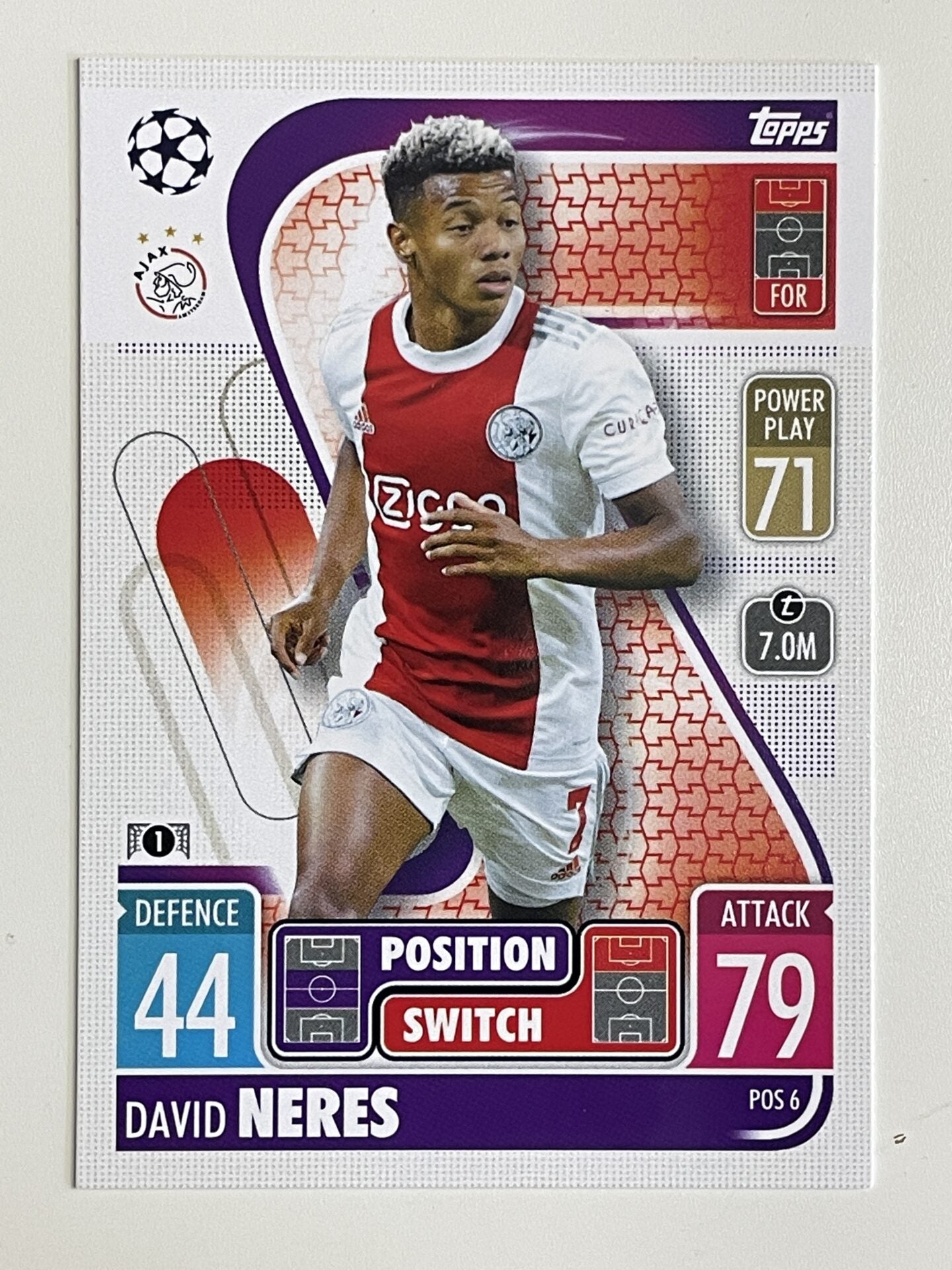 David Neres Ajax Position Switch Topps Match Attax Extra 2021:22 Champions League Card