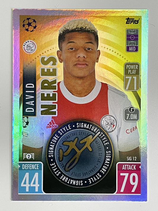 David Neres Ajax Signature Style Topps Match Attax Extra 2021:22 Champions League Card