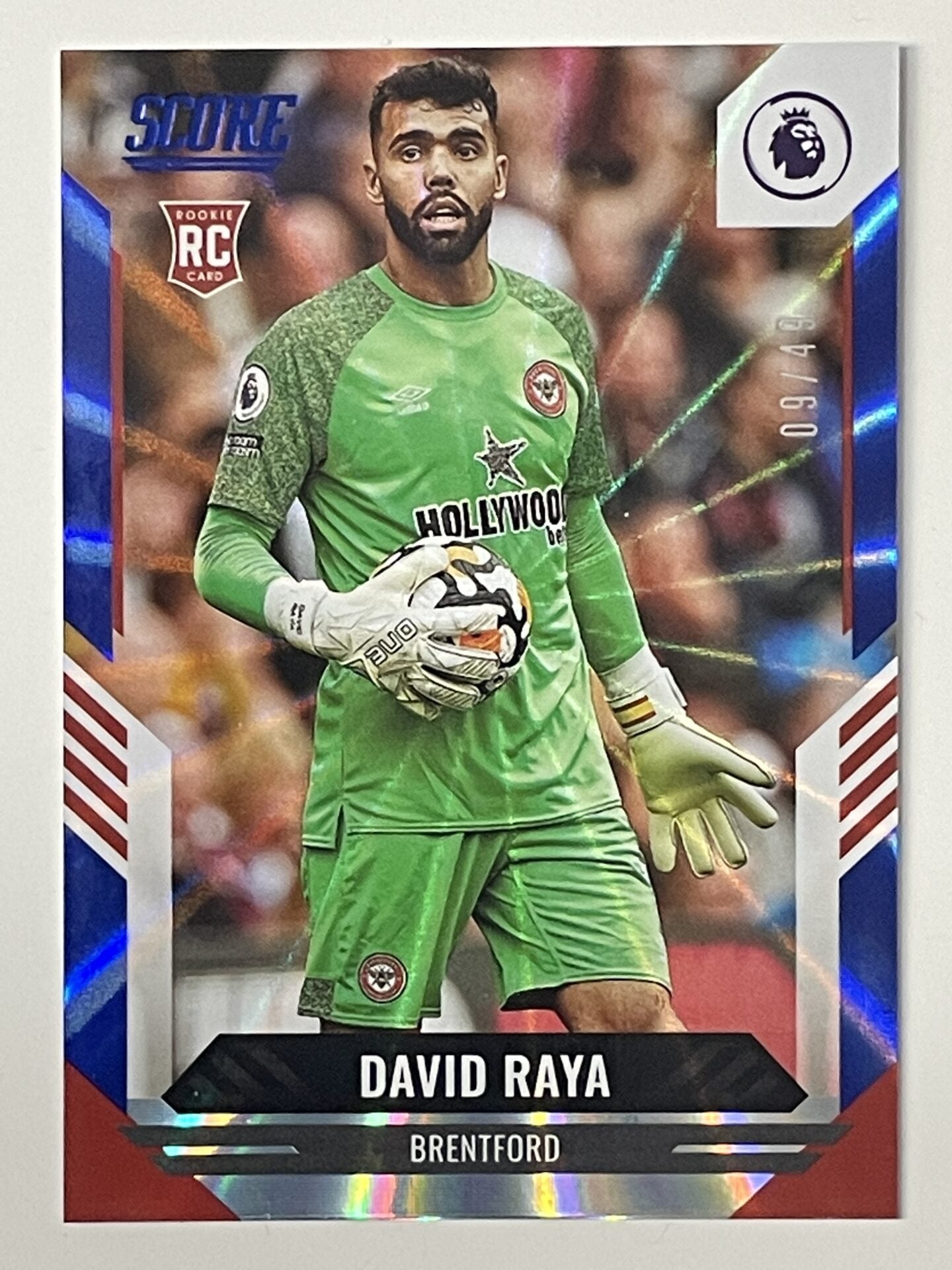 David Raya Brentford Base Blue Laser Parallel Panini Premier League Score 2021 2022