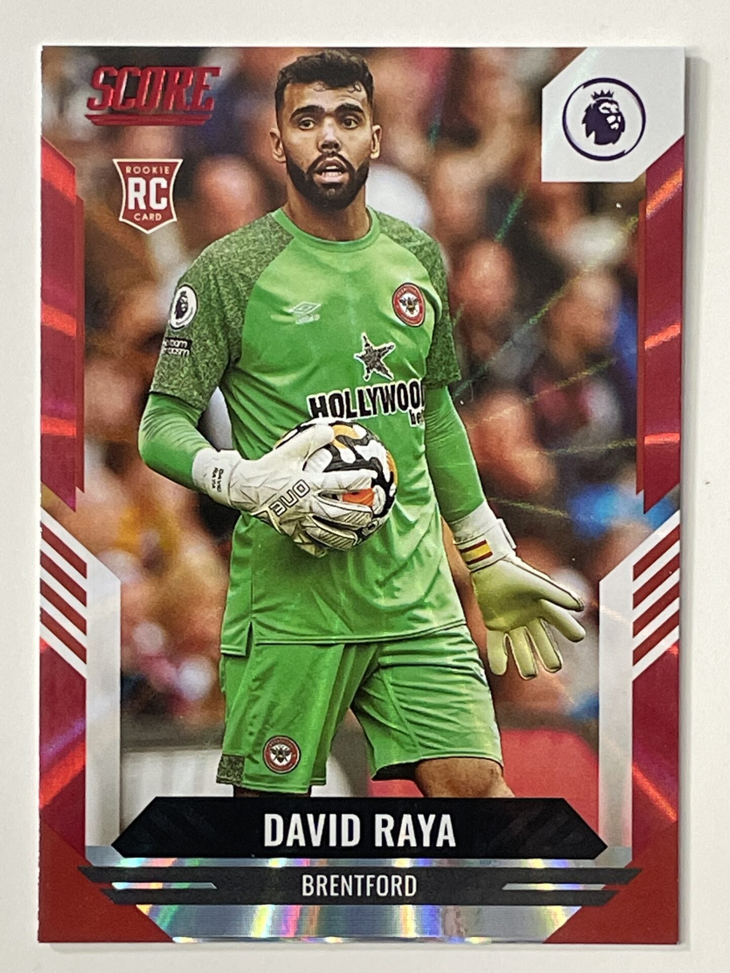 David Raya Brentford Base Red Laser Parallel Panini Premier League Score 2021 2022