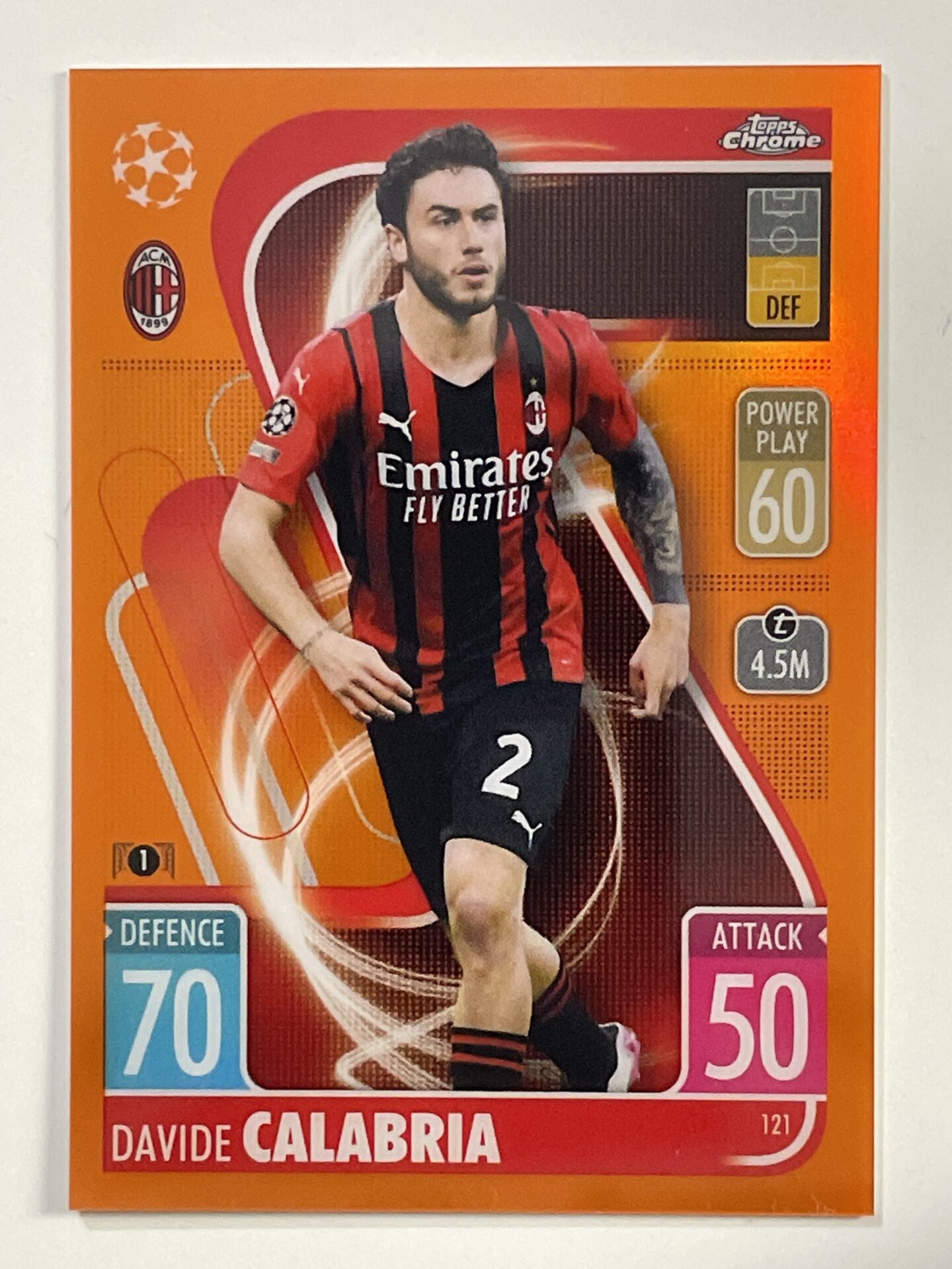 Davide Calabria Orange Parallel Topps Match Attax Chrome 2021 2022