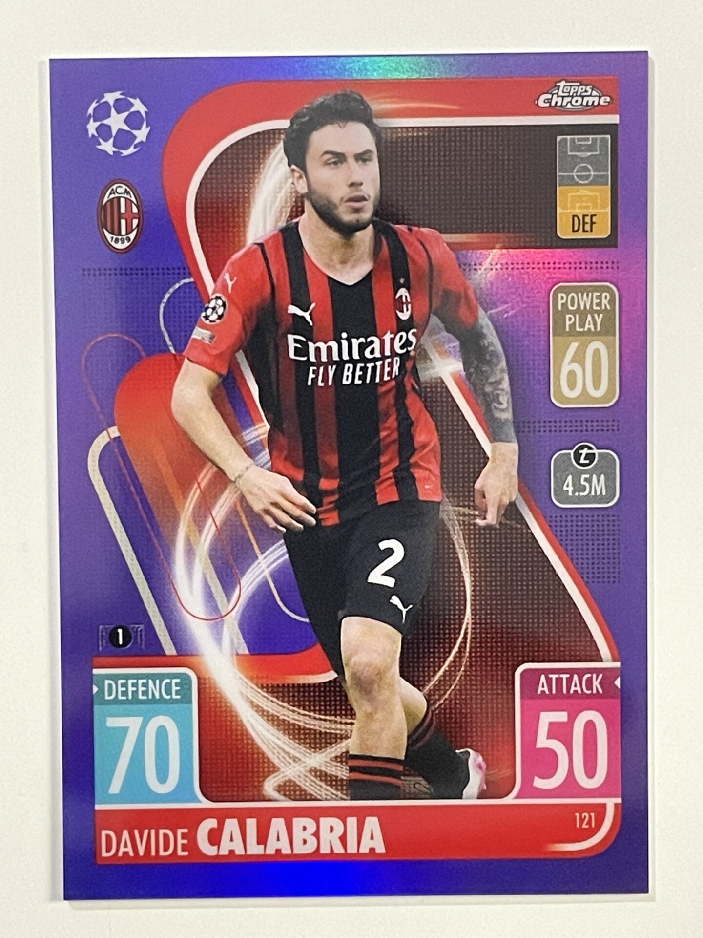 Davide Calabria Purple Parallel Topps Match Attax Chrome 2021 2022