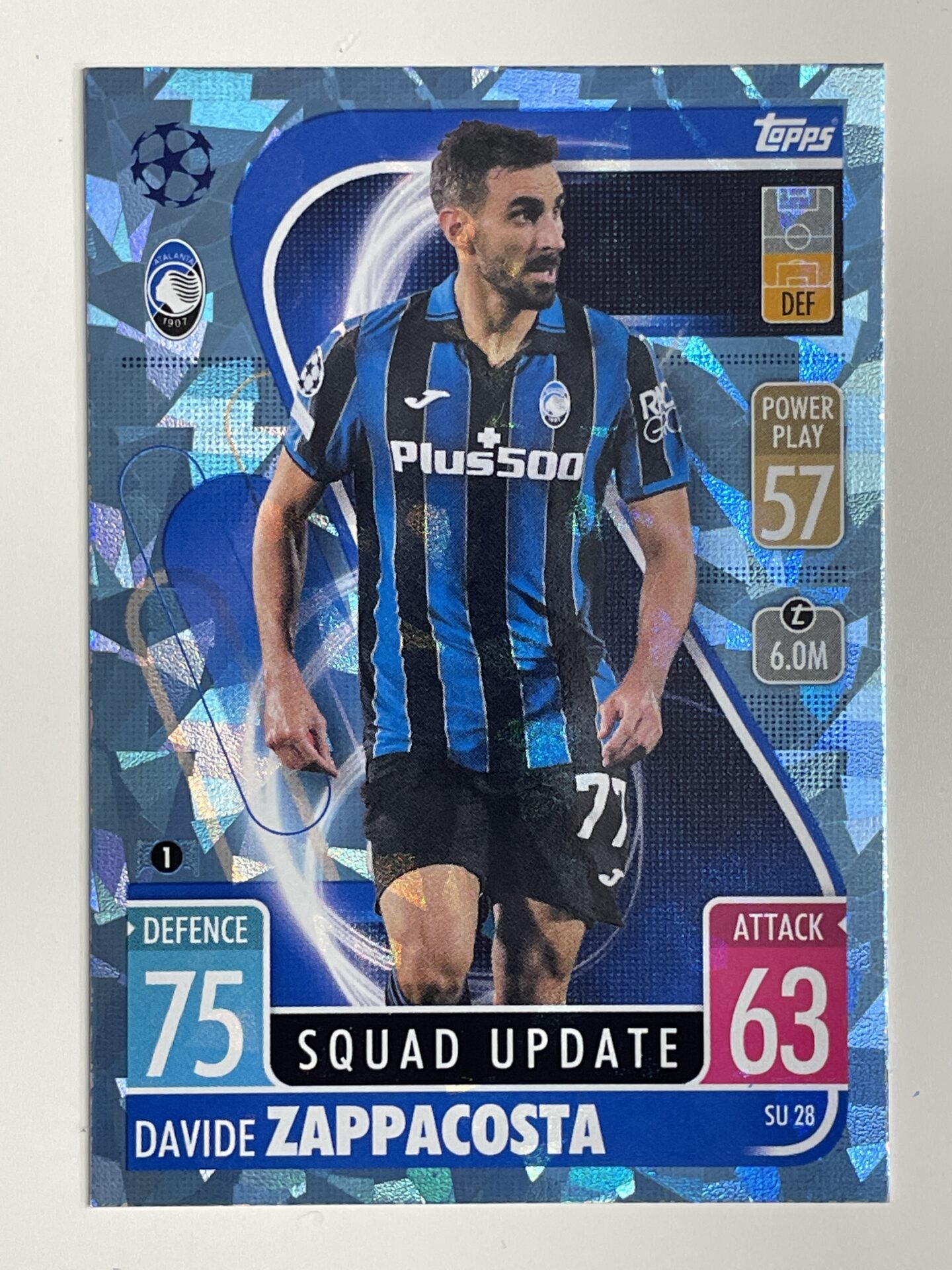 Davide Zappacosta Atalanta Base Crystal Foil Parallel Topps Match Attax Extra 2021:22 Champions League Card