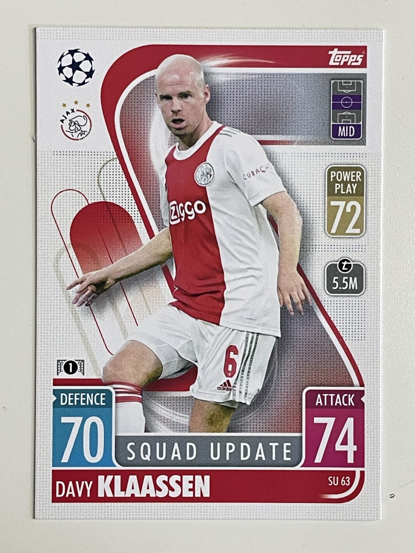 Davy Klaassen Ajax Base Topps Match Attax Extra 2021:22 Champions League Card