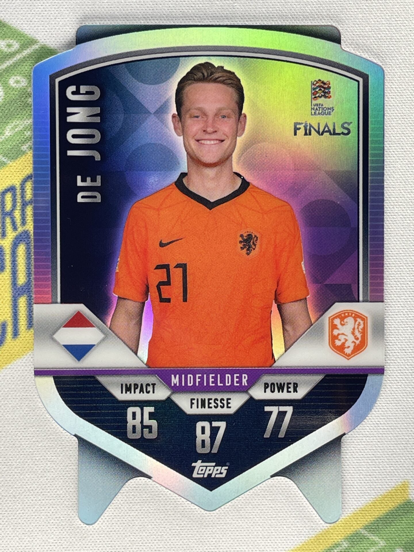 De Jong Netherlands Chrome Shield Topps Match Attax 101 Road to Nations League 2022 Card