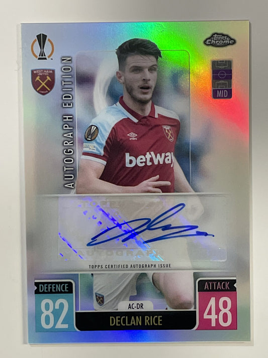 Declan Rice Autograph West Ham Speckle Refractor Topps Match Attax Chrome 2021 2022