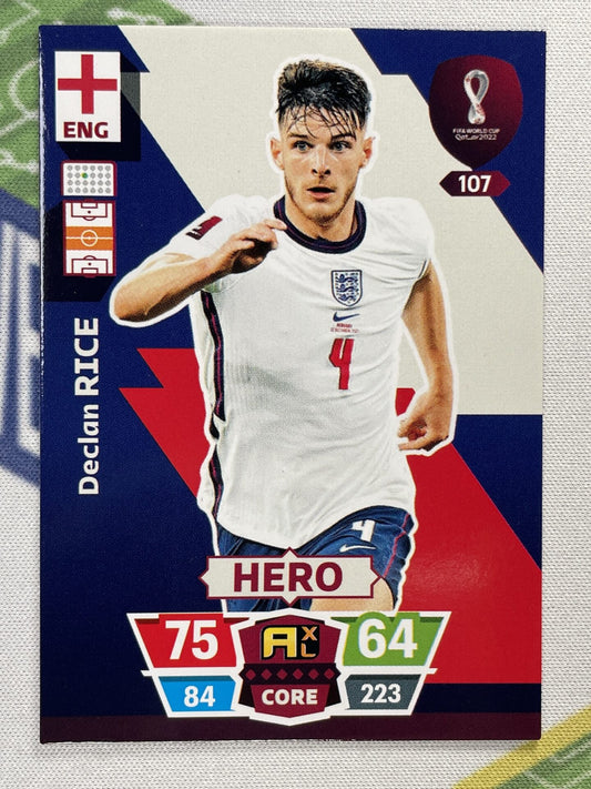 Declan Rice England Panini World Cup 2022 Adrenalyn XL Card