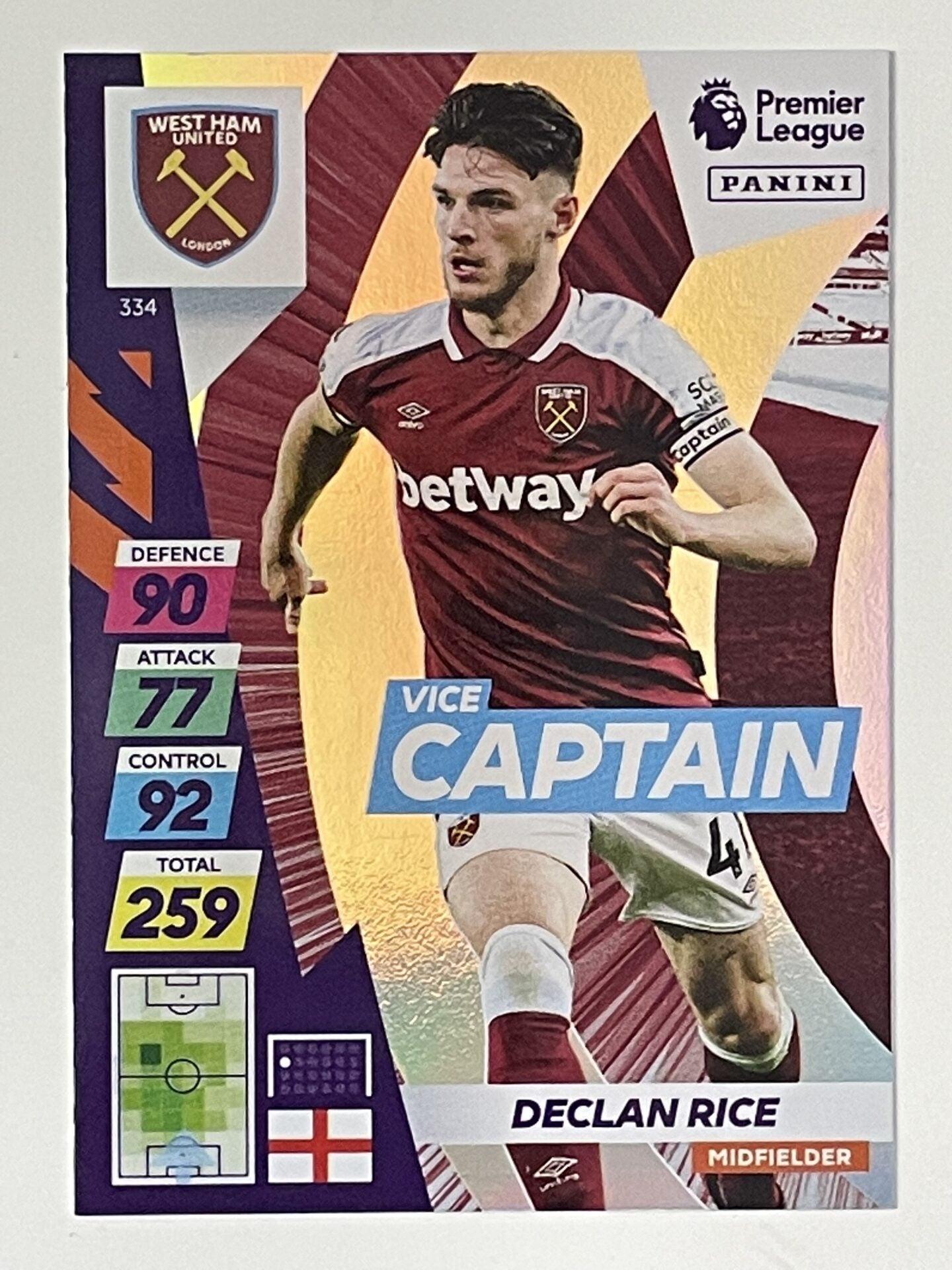 Declan Rice West Ham Captain Panini Adrenalyn XL PLUS Premier League 2021 2022