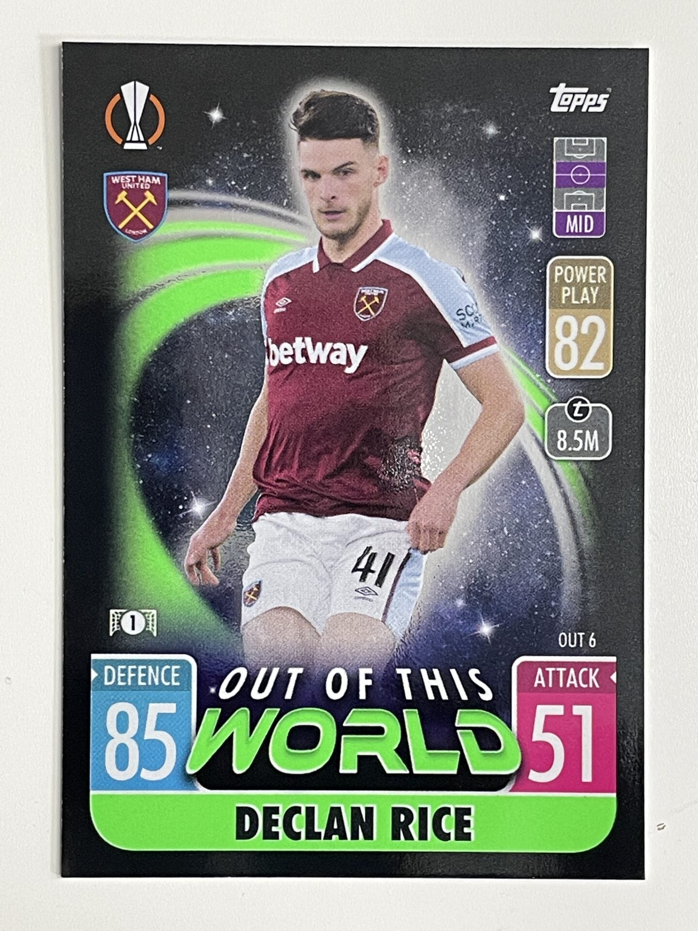 Declan Rice West Ham Out of this World Topps Match Attax Extra 2021:22 Champions League Card