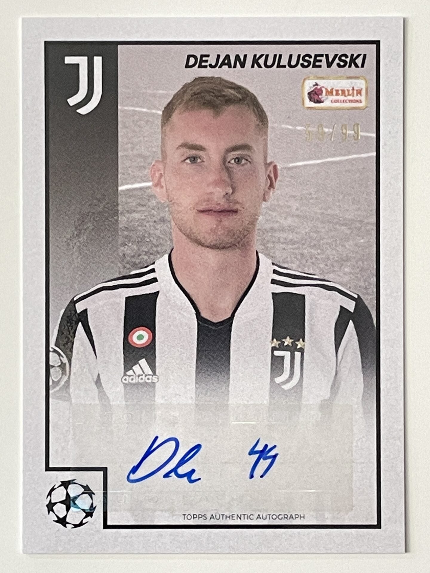 Dejan Kulusevski Juventus Base Autograph Parallel 59:99 Topps Merlin Heritage 97 UEFA Champions League Card