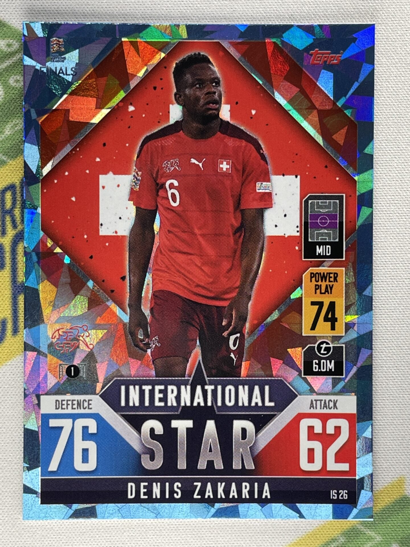 Denis Zakaria Switzerland Crystal Foil Parallel Topps Match Attax 101 Road to Nations League 2022 Card