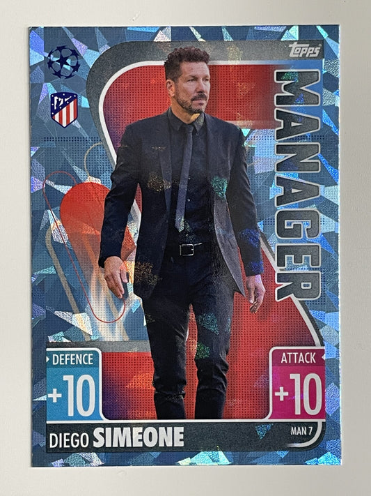 Diego Simeone Atletico Madrid Manager Crystal Foil Parallel Topps Match Attax Extra 2021:22 Champions League Card